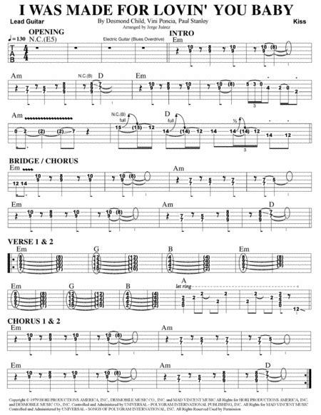 I Was Made For Lovin You arr Jorge Juárez by KISS Sheet Music for