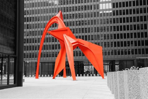 Chicago Flamingo Sculpture Red Black and White Art Photo - Etsy