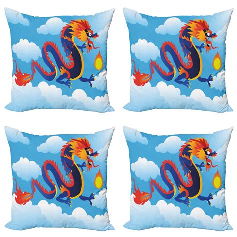 Dragon Throw Pillow Cushion Case Pack Of Surreal Folk Tale Creature