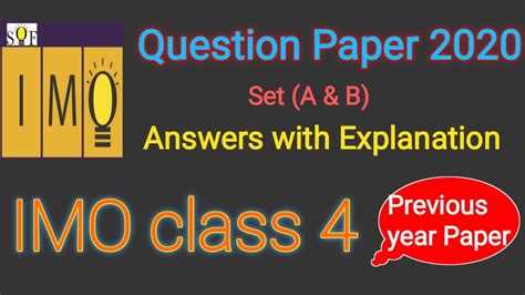 Imo Class 4 Imo Previous Year Paper Imo Class 4 Previous Year Papers Imo 2020 Question