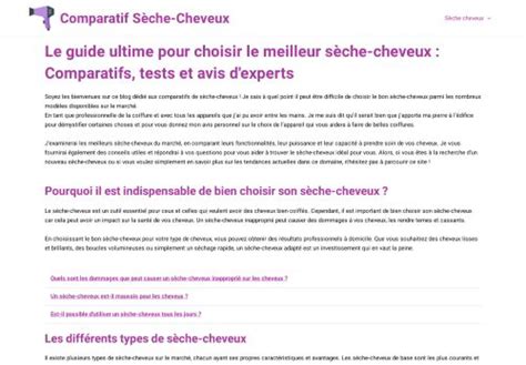 Comparatif S Che Cheveux Avis Site