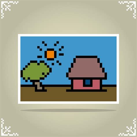 Premium Vector Tiny House Gallery In Bit Pixel Art Landscape For