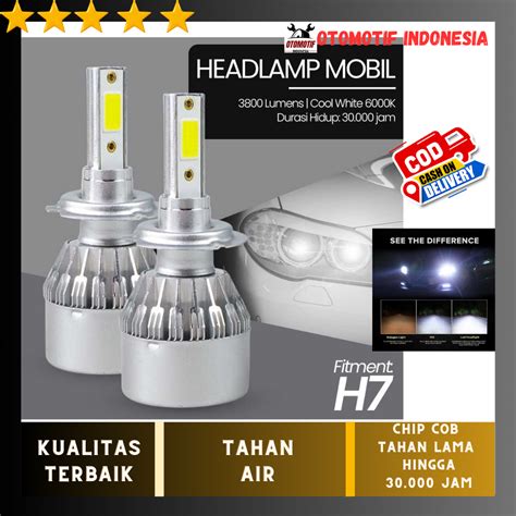 Jual ORIGINAL 100 LAMPU MOBIL HEADLIGHT LED H7 COB 2PCS C6 Shopee