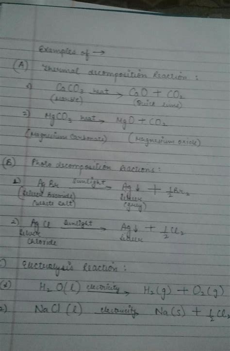 give      thermal decomposition reactionb