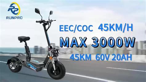 60v 20ah Battery Electric Scooter 2000w Big Motor Drive Eec Coc Max