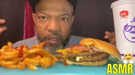 Asmr Insane Jack In The Box Ultimate Bacon Cheeseburger Eating Sounds Mukbang Food No