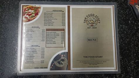 Menu At The Food Story Chennai