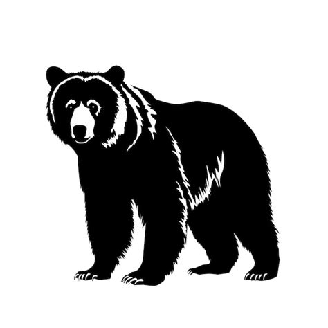 Premium Vector | Black and white bear illustration design on a white ...