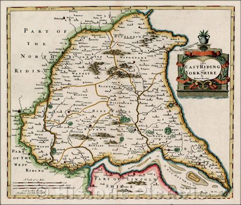 Historic Map - The East Riding of Yorkshire, 1695, Robert Morden - Vin ...