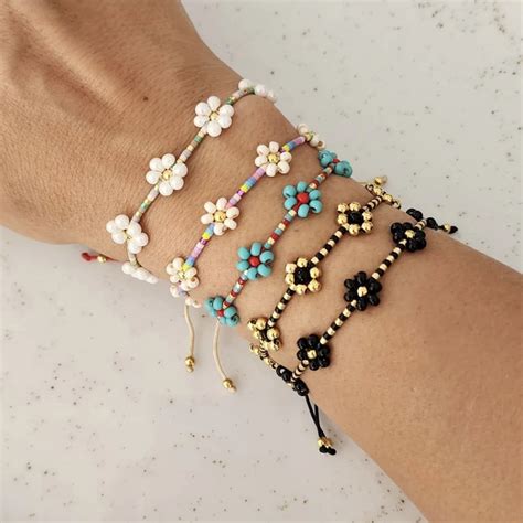 Go Boho Pulsera De Cuentas De Flores Para Mujer Brazalete De Cuentas