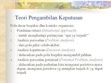 Ppt Teori Pengambilan Keputusan Powerpoint Presentation Free To