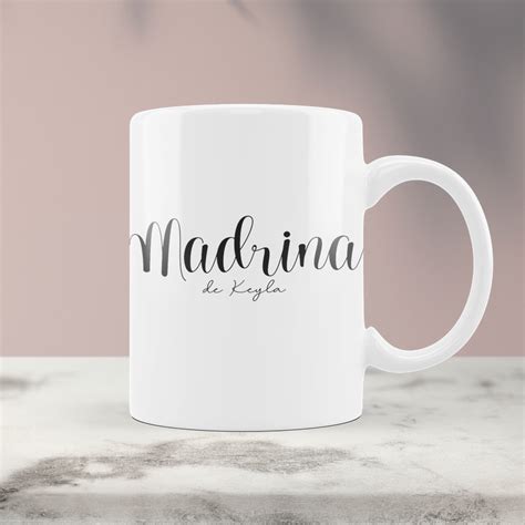 Taza Madrina De Bautizo Minimalista Deco Print