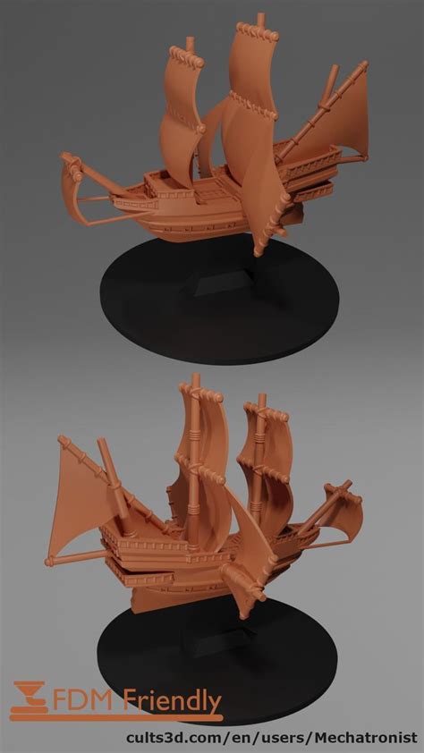 Space Galleon Flying Fantasy Ship Model For Dnd Spelljammer Stl For D