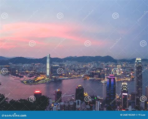 Night View Of Hong Kong From The Victoria Peak In Hong Kong 2 June