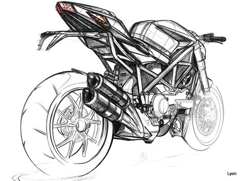 Sketch Motorcycle Drawing Sketches Bike Sketch