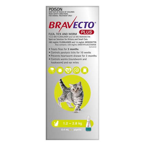 Bravecto Plus For Cats Flea Tick Heartworm Intestinal Parasites