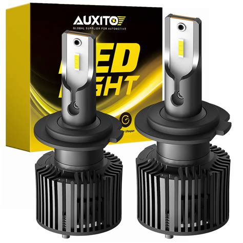 Auxito 2pcs H7 Csp Led Headlight Bulb For Car 6000k Super White Bright Turbo Fan Dc 12v 1860 H7