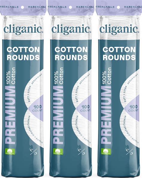 Cliganic Premium Cotton Rounds For Face 300 Count Makeup Remover Pads