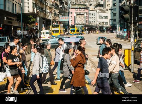 HongKong China November 2019 Cityscape Traffic And People