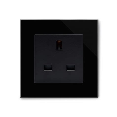 Crystal Pg Single 13a Uk Unswitched Socket Black Retrotouch Designer Light Switches And Plug Sockets