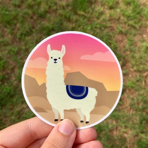 Llama Circle Sticker 3 Inch Waterproof Llama Sticker Pink Etsy