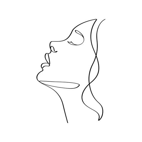 Premium Vector | Beautiful woman face portrait linear drawing elegant minimalist female model ...