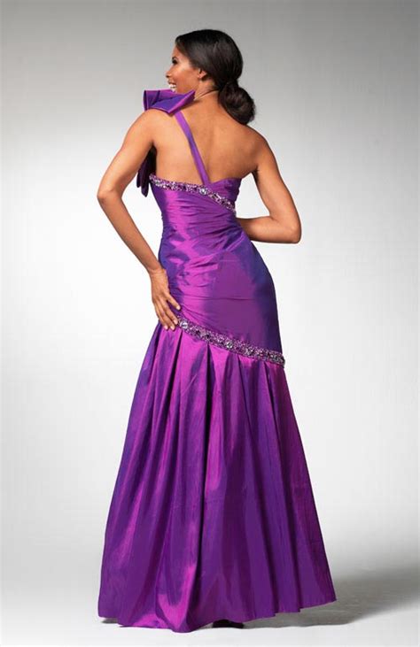 Purple Sweetheart Mermaid Floor Length Taffeta Prom Dress With Beads