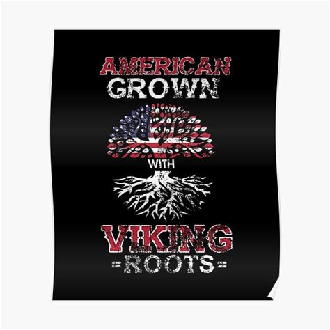 Vintage American Grown With Viking Roots Norse Poster For Sale By