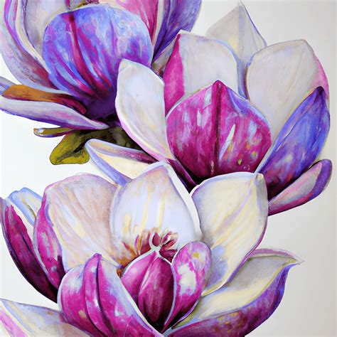 Colorful Magnolia Watercolor Painting Hyper Realistic Creative Fabrica