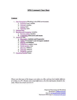 Fillable Online Spss Command Cheat Sheet Fax Email Print Pdffiller