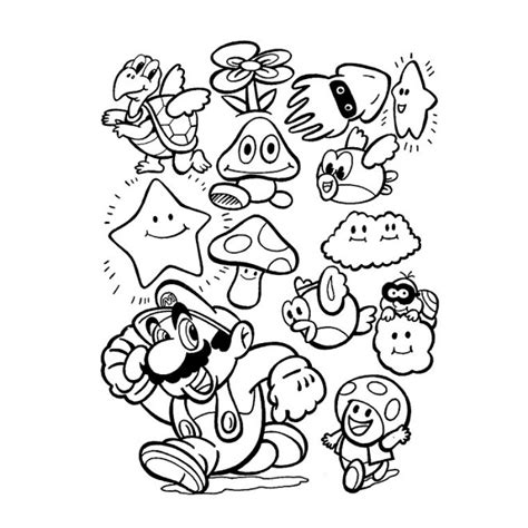 Coloriage Mario et ses amis facile dessin gratuit à imprimer