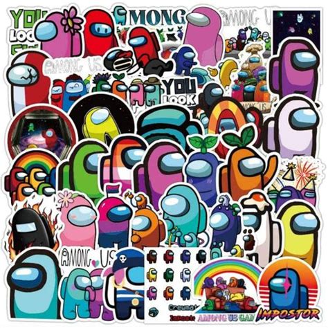 10 Pcs Among Us Stickers Modern Gaming Vinyl Jeu Autocollants Fiche