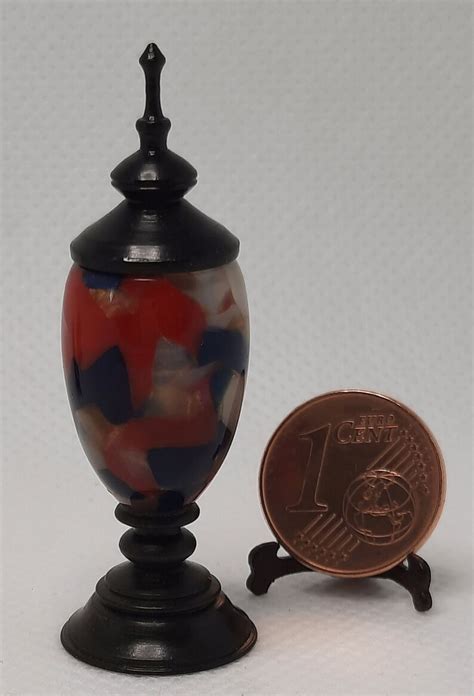 Urn For Miniature Witches Red Colored Cup Acrylic With Ebony Base And