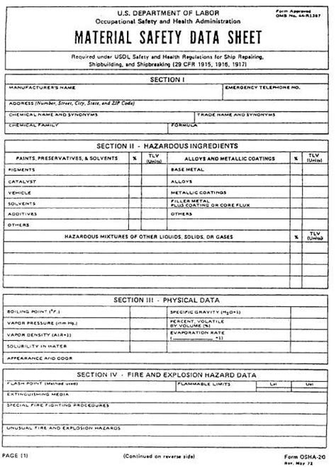 Printable Material Safety Data Sheet Template Printable Templates Free