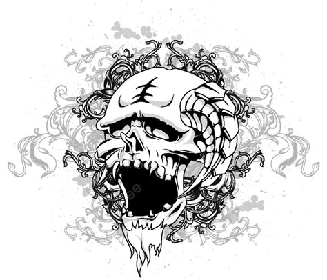 Grunge Skull Vector Design Images Skull With Floral And Grunge Skull