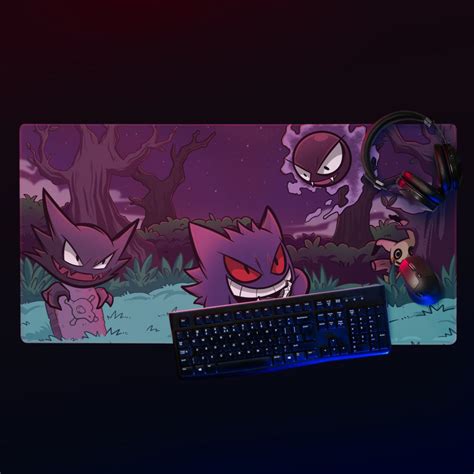 Gengar Haunter And Gastly Gaming Desk Mat Mouse Pad Playmat 36x18 Xxxl Pokemon Anime