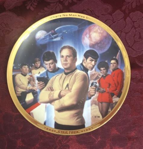 Star Trek Plate 9 5 Crew 25th Anniversary Commemorative Enterprise