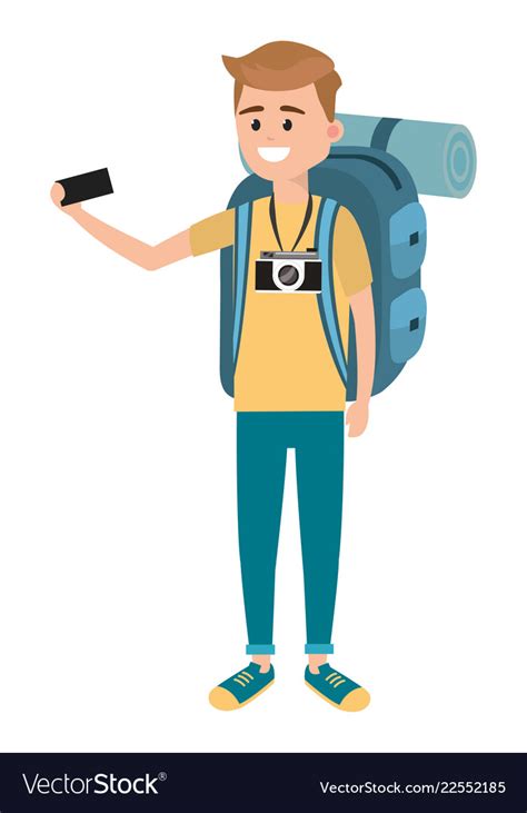 Backpacker Tourist Man Royalty Free Vector Image