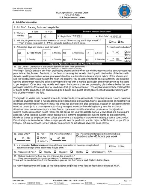 Fillable Online DoL ETA 790 Fill And Sign Printable Template Online