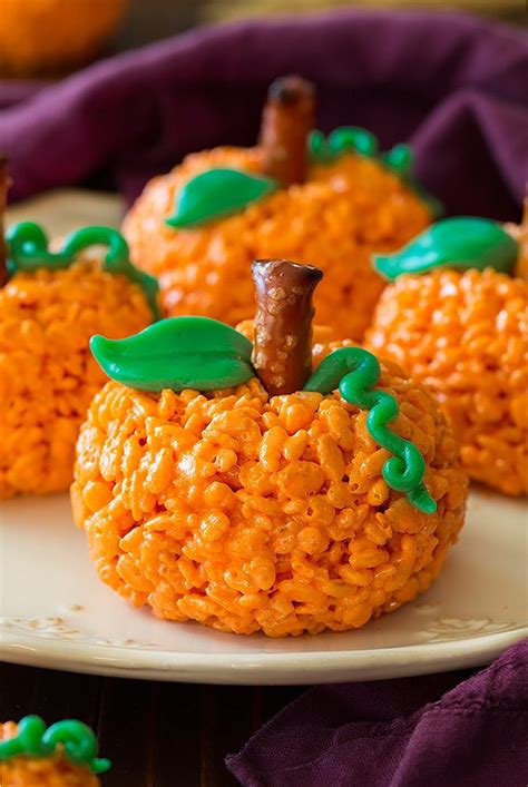 Pumpkin Rice Krispie Treats With Tootsie Roll Stump Recipe Besto Blog