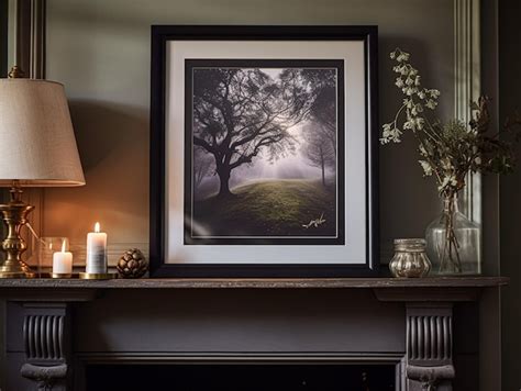 Premium Photo | Black art frame in the elegant interior wall and home decor