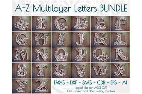 A-Z Layered Letters Bundle, Alphabet 3D letters (579638)