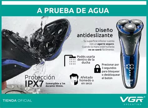 Afeitadora Electrica Shaver Rasuradora Recargable Vgr V 306 Azul Negro