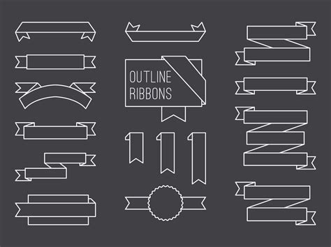 Free Vector Outline Ribbon Set Vector Art & Graphics | freevector.com