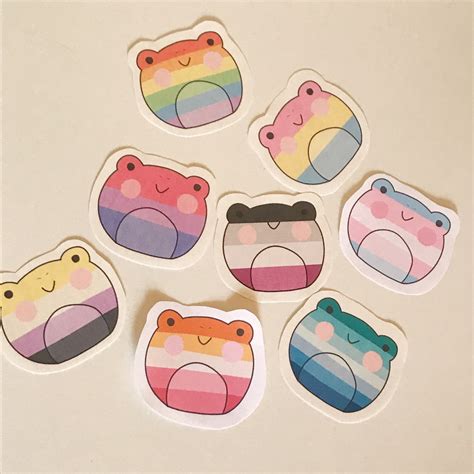 Lgbtq Pride Cute Frog Stickers Etsy