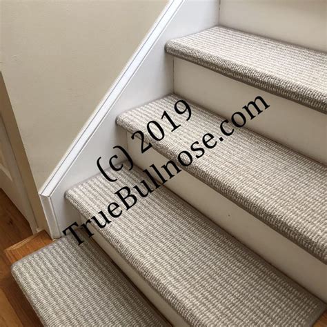 Rustic Charm Soft Taupe Wool True Bullnose Padded Carpet Stair