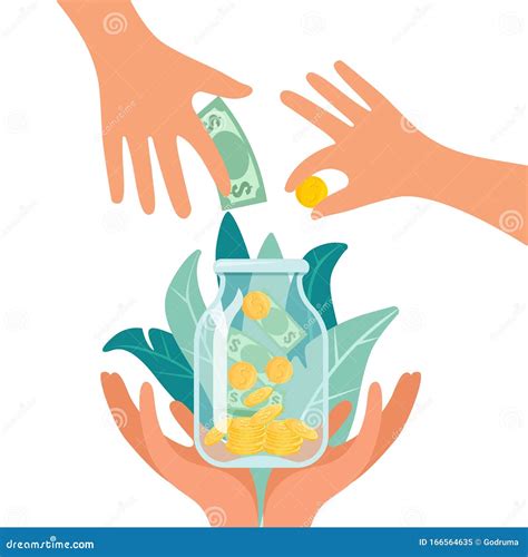 Fundraising Charity And Money Donation Concept Flat Vector