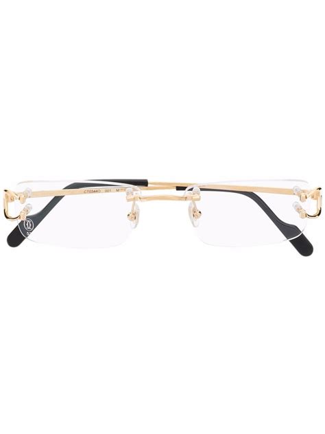 Cartier Eyewear Rimless Square Frame Glasses Gold FARFETCH