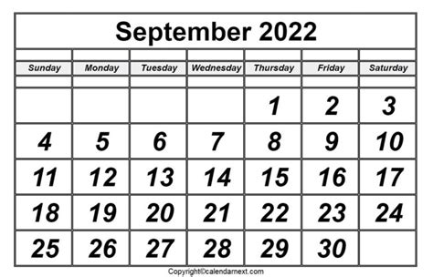 September 2022 Calendar | Calendar Next