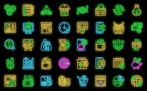 Premium Vector Cashback Service Icons Set Vector Neon